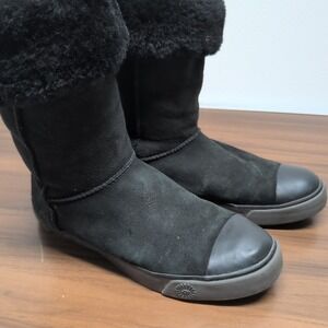 UGG Australia Women's Black Tall Suede Sheepskin Lined Boots Size 9.5